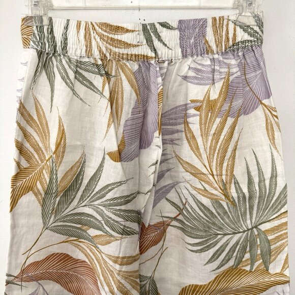 Tahari 100% Linen Crop Palazzo Pant Wide Leg Tropical Beachy Resort Vacation S‎ - Picture 3 of 9